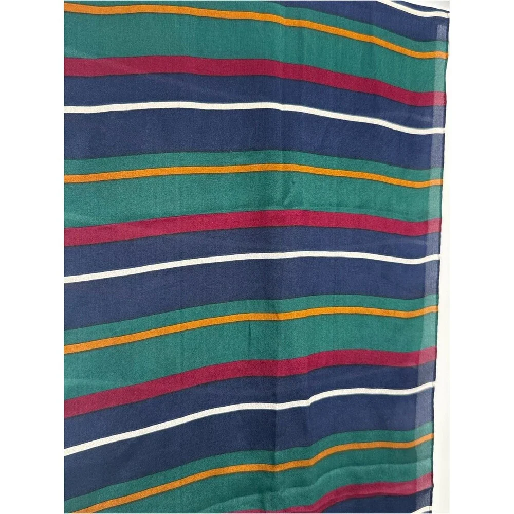 Echo Silk Scarf Striped Lightweight Accessory Preppy Nautical Crest Vintage